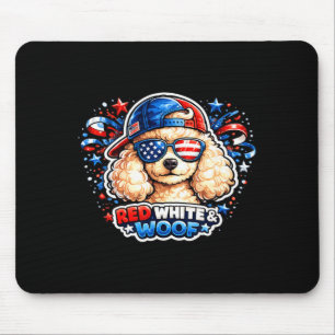 Mousepad Cachorro poodle engraçado vermelho branco e woof p
