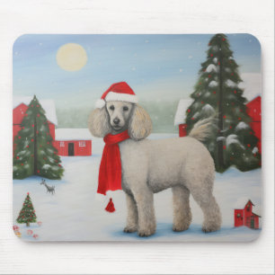 Mousepad Cachorro Poodle na Neve Natal