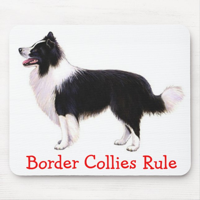 Mousepad Cachorro Preto E Branco da Raça Border Collie (Frente)
