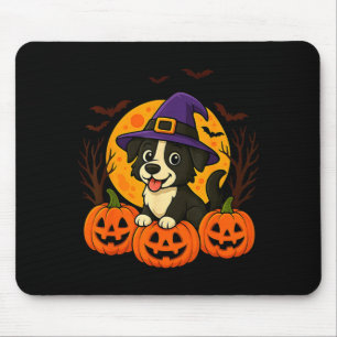 Mousepad Cachorro Preto Fofo de Halloween com Chapéu de Bru