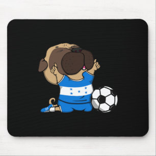 Mousepad Cachorro Pug Honduras Adeptos de Futebol Camisa Ho