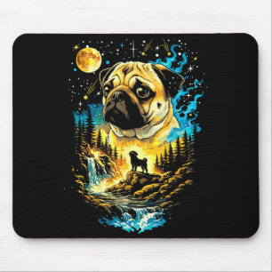 Mousepad Cachorro Pug uivando para a lua vintage engraçado 