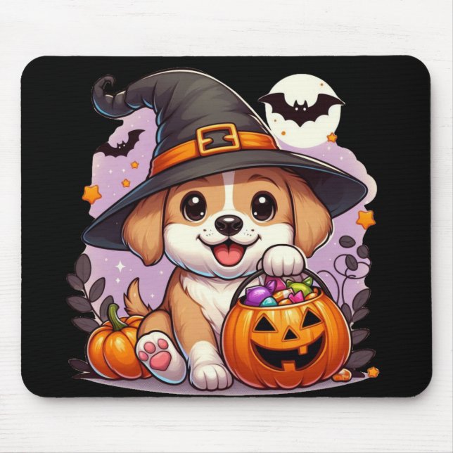 Mousepad Cachorro/Puppy fofo de Halloween (Frente)