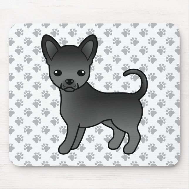 Mousepad Cachorro Quadrinho Chihuahua Casaco Preto Liso & P (Frente)