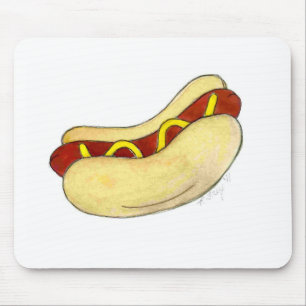Mousepad Cachorro quente com mostarda no mouse Comida