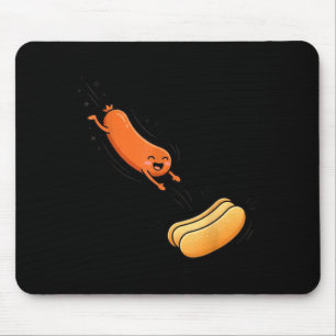 Mousepad Cachorro Quente Pulando Em Um Pão Amante De Comida
