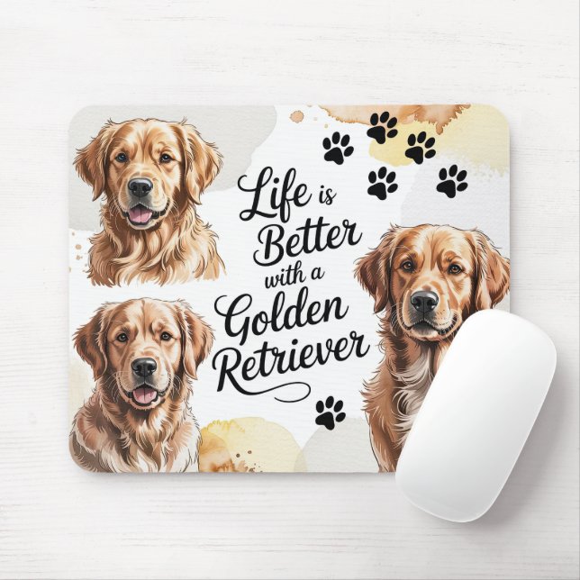 Mousepad Cachorro Retriever Dourado (Com mouse)