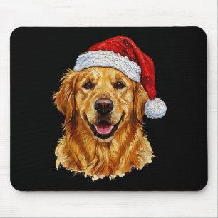 Mousepad Cachorro Retriever Dourado Natal Adorável Feliz Na