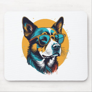 Mousepad Cachorro retrô usando óculos de sol