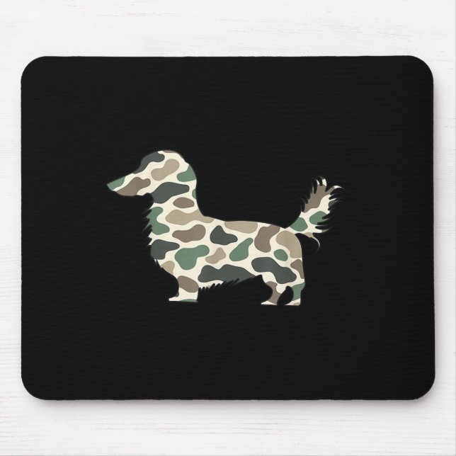 Mousepad Cachorro Salsicha Dachshund Camuflagem Retrô Cabel (Frente)