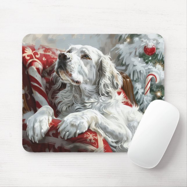 Mousepad Cachorro Setter Inglês Natal Festivo (Com mouse)
