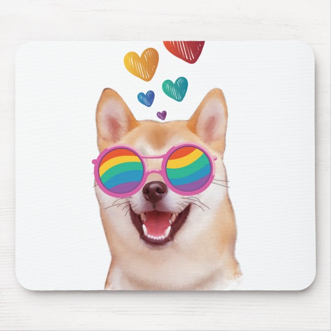 Mousepad Cachorro Shiba Inu com Dia de os namorados (Frente)