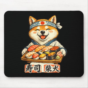Mousepad Cachorro shiba inu engraçado comendo sushi comida
