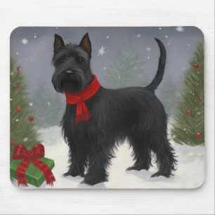 Mousepad Cachorro Terrier escocês no Natal da neve