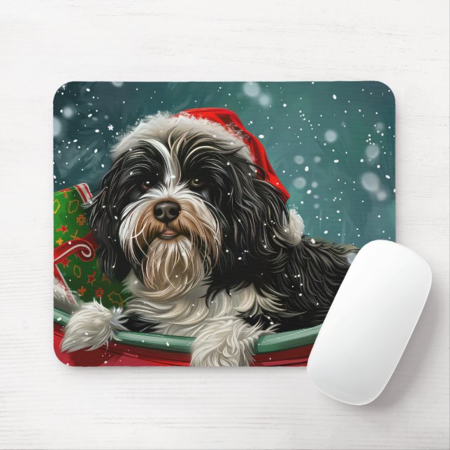 Mousepad Cachorro Terrier Tibetano Natal Festivo (Com mouse)