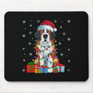 Mousepad Cachorro Ugly Xmas Luzes Santa Santo Bernard Cacho