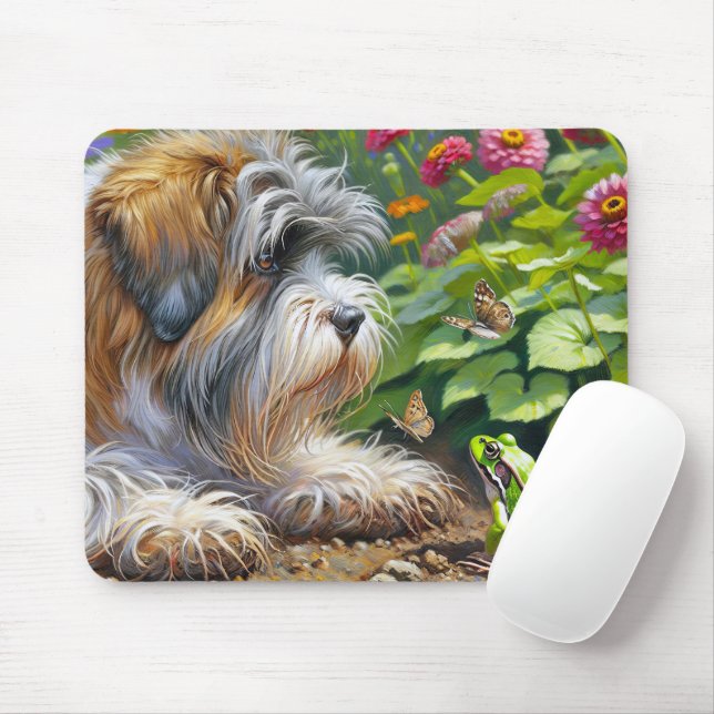 Mousepad Cachorro Vergonhoso No Jardim Com Sapo (Com mouse)