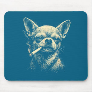 Mousepad Cachorro vintage fumando cigarro chihuahua engraça