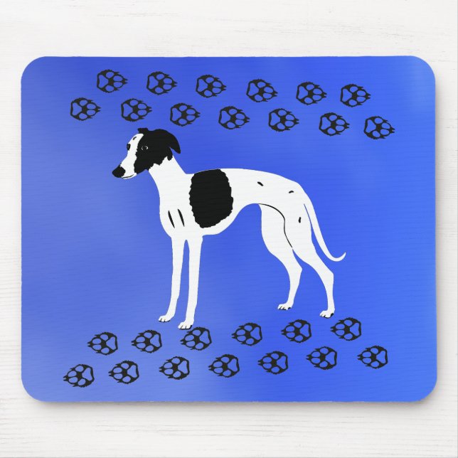 Mousepad Cachorro Whippet Preto e Branco (Frente)