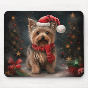 Mousepad Cachorro Yorkshire Terrier na Neve Natal