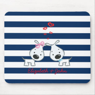 Mousepad Cachorros Adoráveis Apaixonados em Striped-Persona