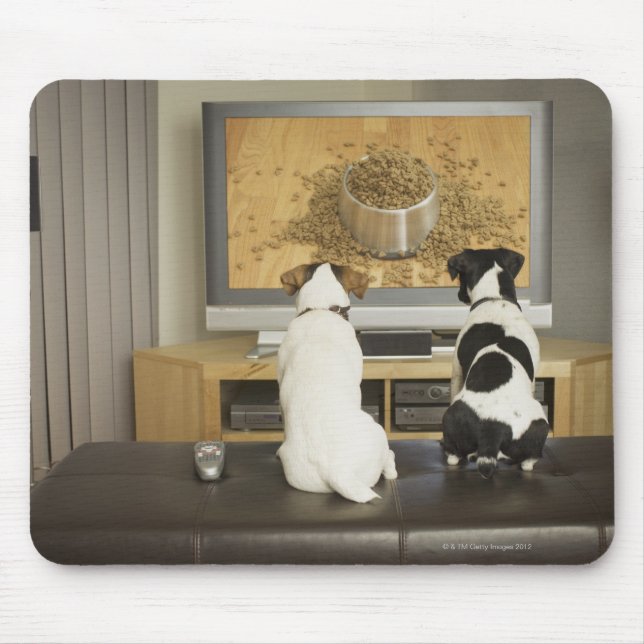Mousepad Cachorros assistindo prato de cachorro com comida  (Frente)