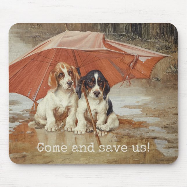 Mousepad Cachorros de basset sob o guarda-chuva CC0866 Troo (Frente)