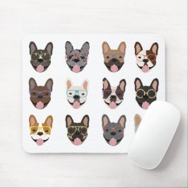 Mousepad Cachorros Franceses Bonitos Vestindo Óculos