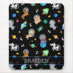 Mousepad Cachorros No Espaço Aquarela Cães Astronautas