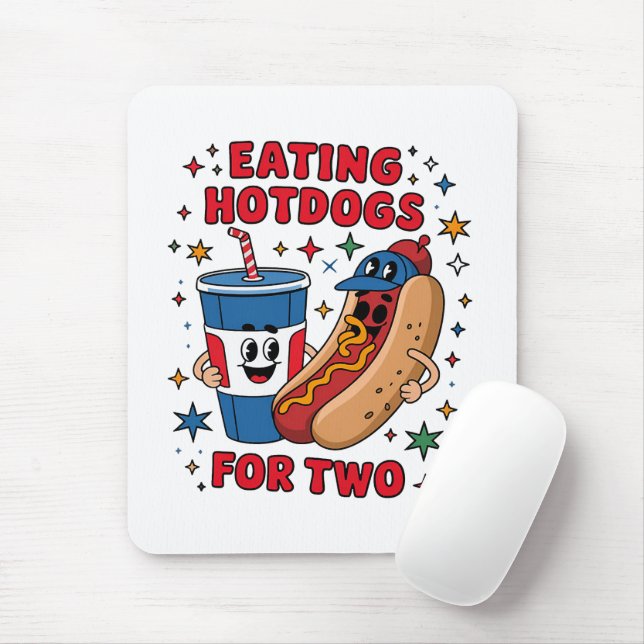 Mousepad Cachorros-quentes Lindos de 4 de Julho (Com mouse)