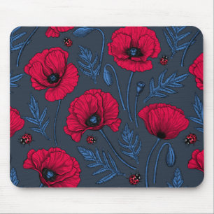 Mousepad Cachorros vermelhos e joias em azul escuro
