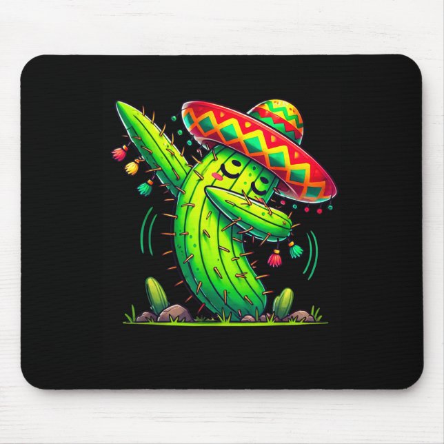 Mousepad Cacto dabbing cinco de mayo meninos crianças homen (Frente)