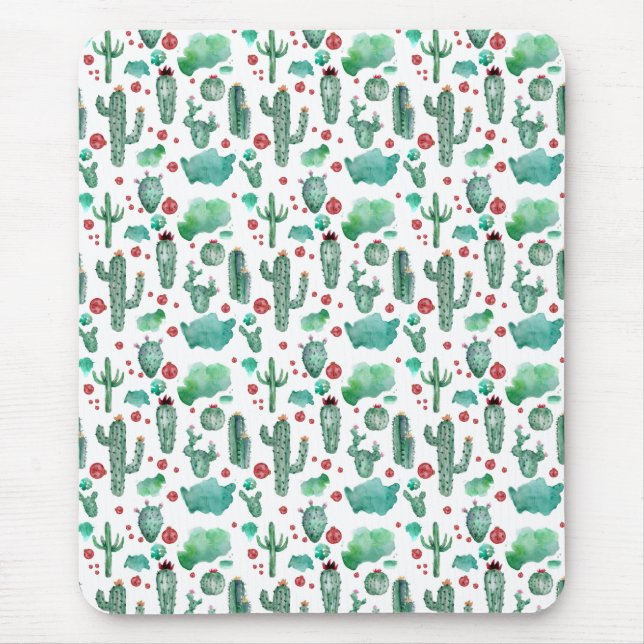 Mousepad cacto e padrão de ladybug - fundo branco (Frente)