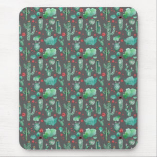 Mousepad cacto e padrão de ladybug - fundo preto