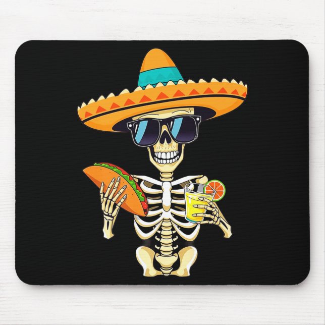 Mousepad Cacto Esqueleto Chapéu Cinco De Maio Festa Mexican (Frente)