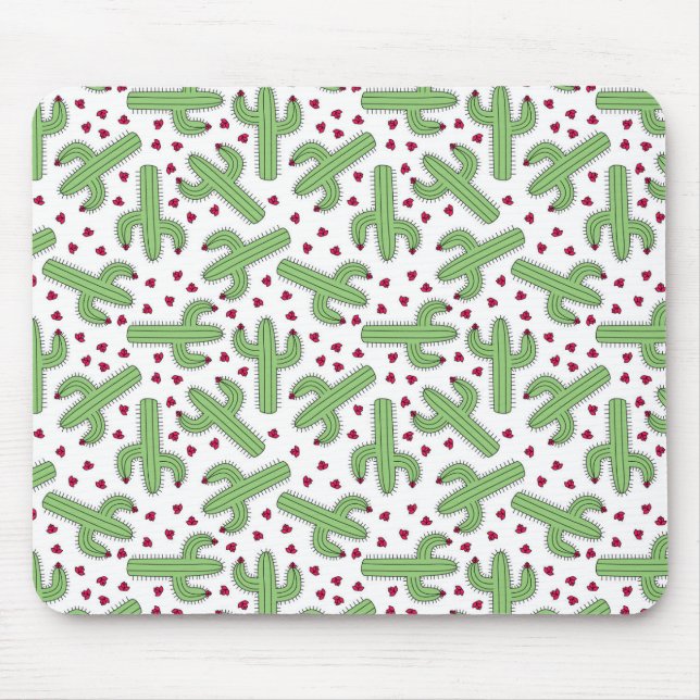 Mousepad Cacto ilustrado & teste padrão de flores (Frente)