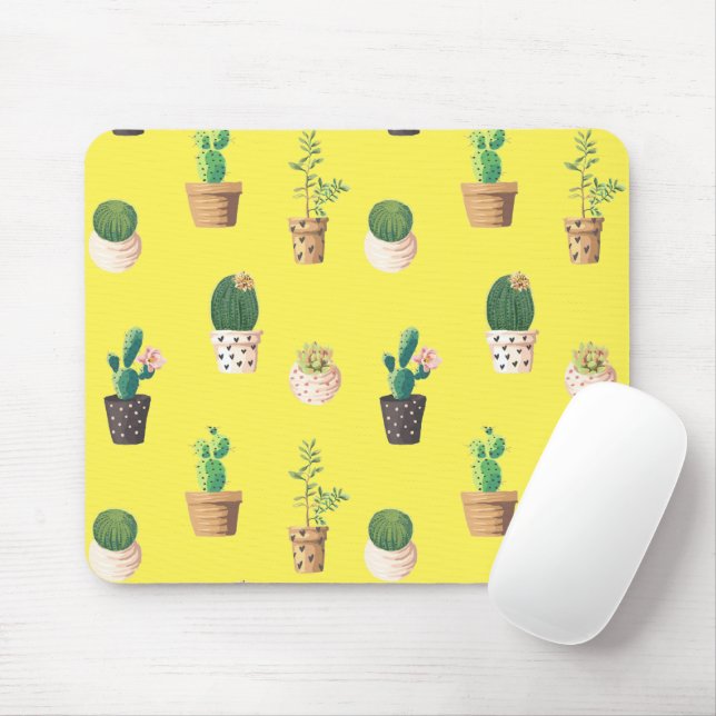 Mousepad Cacto Suculento do Deserto Verde em Potes (Com mouse)