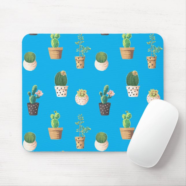 Mousepad Cacto Suculento do Deserto Verde em Potes (Com mouse)