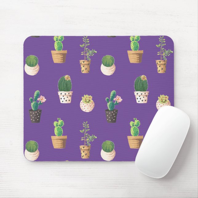 Mousepad Cacto Suculento do Deserto Verde em Potes (Com mouse)