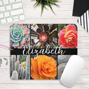 Mousepad Cactos rosa na moda fotografias script nome person