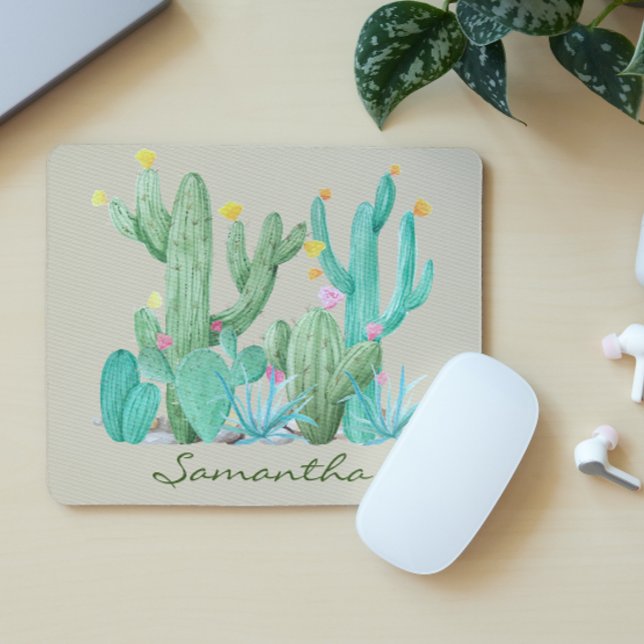 Mousepad Cactus Cactos Sucultos Sudoeste Desert Watercolor (Criador carregado)
