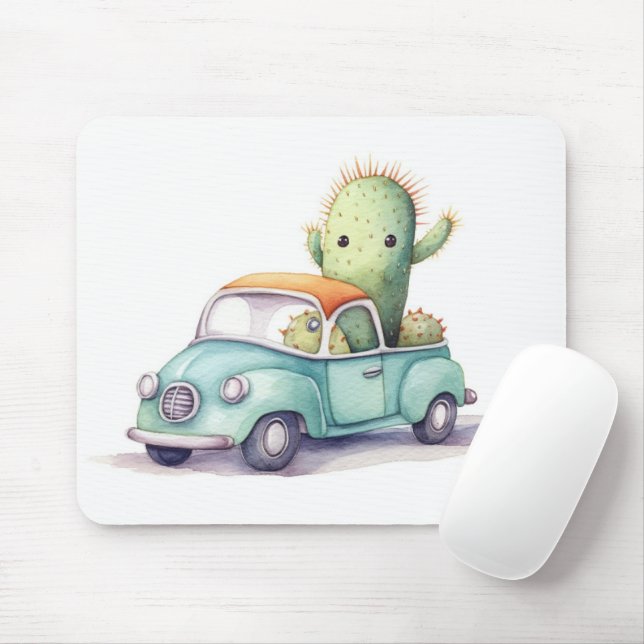 Mousepad Cactus De Aquarela No Caminho Retroativo (Com mouse)
