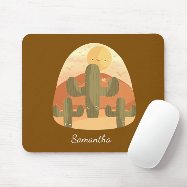 Mousepad Cactus Desert With Sun (Com mouse)
