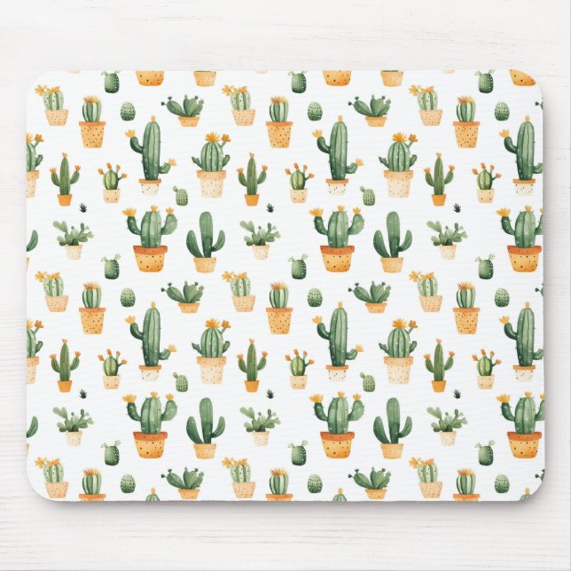 Mousepad Cactus Potado em Branco (Frente)