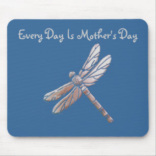 Mousepad Cada dia é dia das mães, libélula de prata, azu