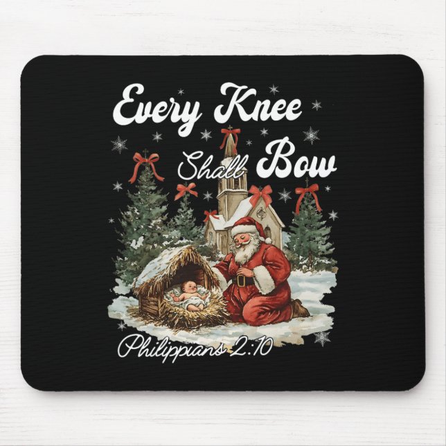 Mousepad Cada joelho deve Arco Natal Cristão (Frente)