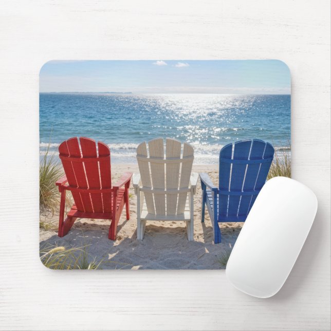 Mousepad Cadeiras Adirondack de Praia em Cores Patrióticas (Com mouse)