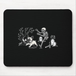 Mousepad Cadela de Halloween Bulldog Francês Caça Esqueleto