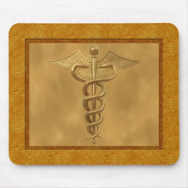 Mousepad Caduceus médico Dourado (Frente)