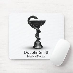 Mousepad Caduco Branco de Hygieia Cobra Bowl Preto Médico
